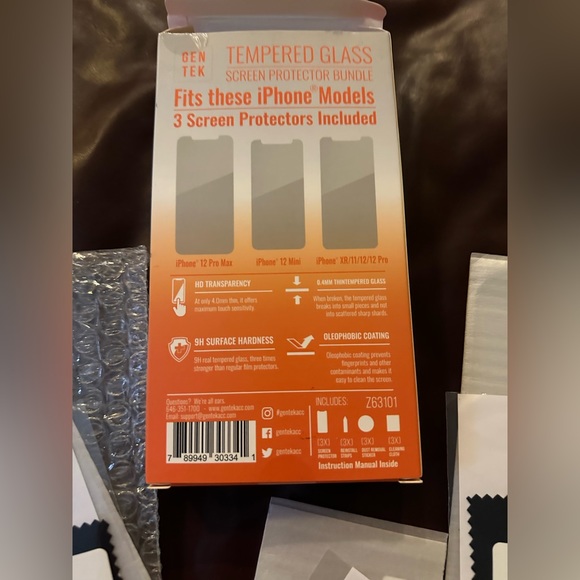 5 for $25- Gen Tek Screen Protector Tempered Glass Iphone Set of 3 - Picture 3 of 9